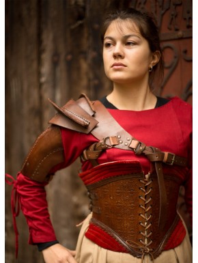 Armure d'épaule LARP en cuir marron
