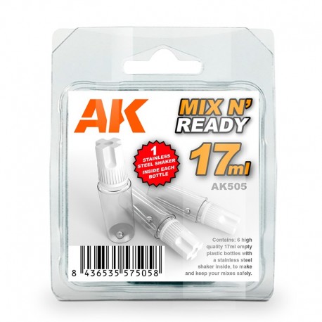 Bouteilles Mix N' Ready de 17ml avec bille en acier inoxydable