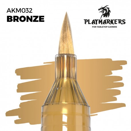 Marcador de tinta acrílica AK-Interactive Bronze com ponta de pincel