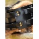 Ceinture large en cuir noir avec coutures tressées