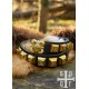 Ceinture médiévale en cuir noir avec décorations en laiton