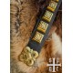 Ceinture médiévale en cuir noir avec décorations en laiton
