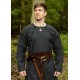 Ceinture large en cuir marron foncé avec coutures tressées