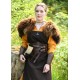 Ceinture large en cuir marron foncé avec coutures tressées