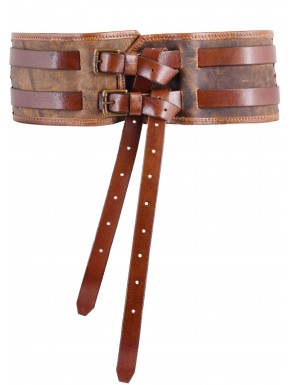 Ceinture en cuir huilé marron Sindri pour cosplay médiéval