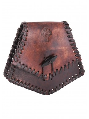 Pochette médiévale en cuir celtique avec croix picte