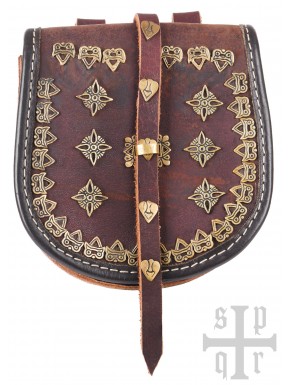 Sac viking en cuir avec garnitures en laiton