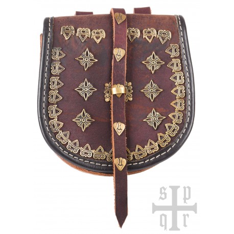 Sac viking en cuir avec garnitures en laiton