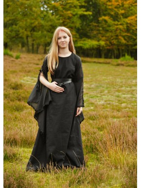 Robe médiévale noire avec lacets à l'arrière