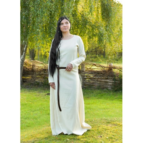Robe viking en laine naturelle en sergé.