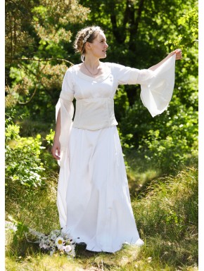 Robe de mariée médiévale blanche avec corset crème