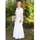 Vestido de novia medieval blanco con corsé crema
