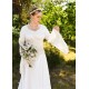Vestido de novia medieval blanco con corsé crema