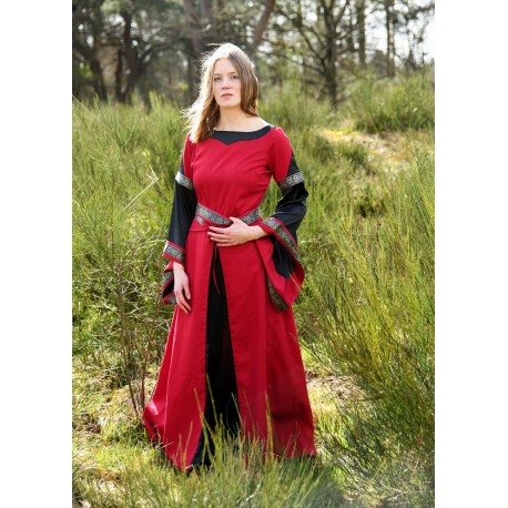 Vestido medieval rojo y negro Bliaut Josephine