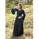 Robe médiévale bleu foncé avec manches trompette et ceinture