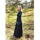Robe médiévale bleu foncé avec manches trompette et ceinture