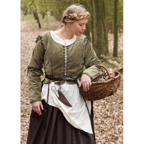 Veste médiévale en velours vert Griselda