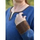 Robe viking en laine bleue mouchetée avec accents sergés