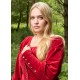 Robe médiévale en velours rouge Cotehardie Isabell
