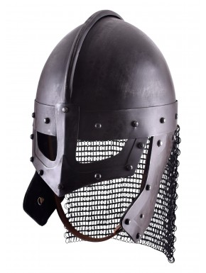 Casque Raven en acier bruni avec aventail