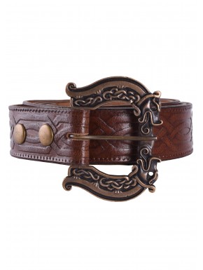 Ceinture en cuir celtique marron avec boucle en laiton