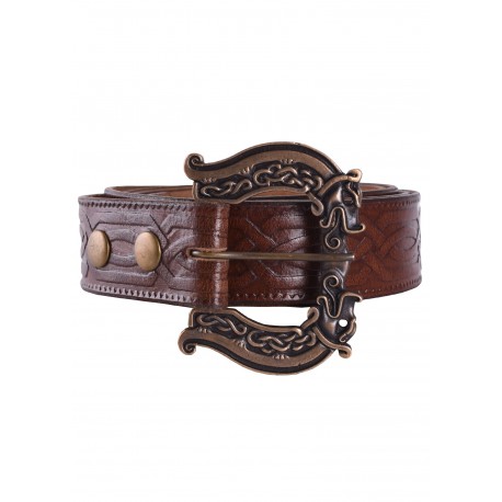 Ceinture en cuir celtique marron avec boucle en laiton