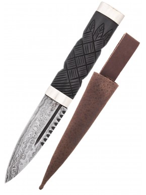 Couteau Sgian Dubh avec lame en acier Damas