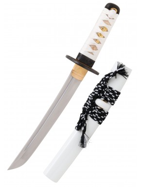 Tanto John Lee Shiro avec finition blanche et poignée enveloppée de coton