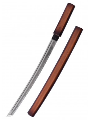 Wakizashi Shirasaya en bois sombre avec lame en acier