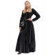 Robe médiévale en velours noir avec boutons décoratifs