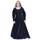 Robe médiévale en velours noir avec boutons décoratifs