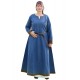 Robe viking en laine bleue mouchetée avec accents sergés