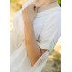 Robe de mariée médiévale blanche avec corset crème