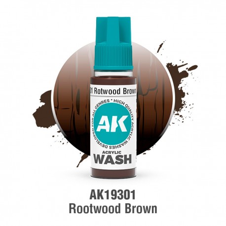 Frasco de Rotwood Brown Lavagem Acrílica AK-Interactive