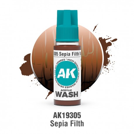 Flacon de lavage acrylique Sepia Filth de AK-Interactive