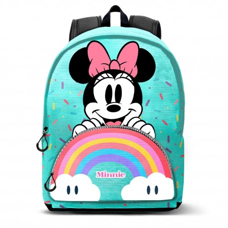 Sac à dos turquoise de Minnie Mouse avec arc-en-ciel