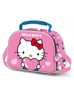 Bolsa térmica Hello Kitty 3D rosa com coração
