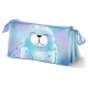 Estojo triplo Oh My Pop! com design de foca azul