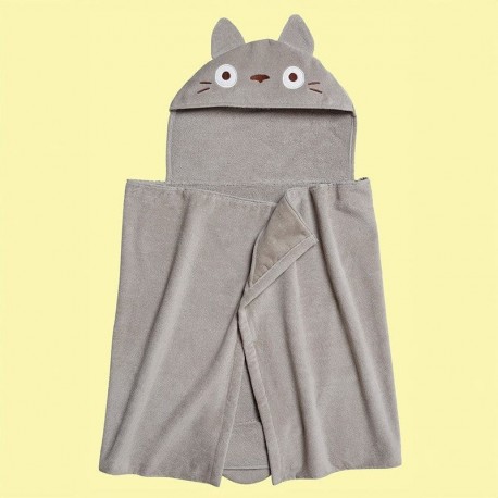 Capa de baño gris con capucha de Totoro de Studio Ghibli
