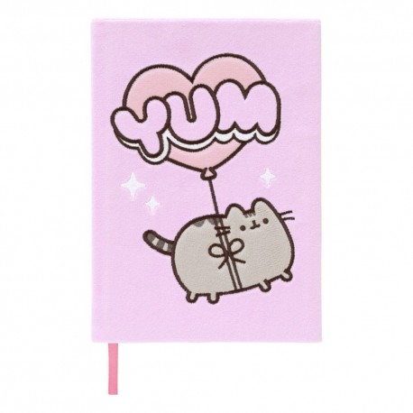 Caderno Pusheen rosa A5 com design de pelúcia