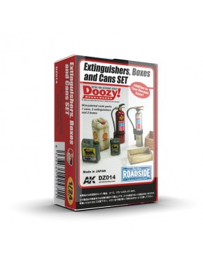 Set d'extincteurs, boîtes et bidons en résine 1/24
