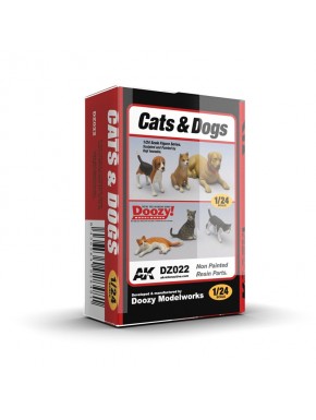 Caja de figuras de gatos y perros a escala 1/24 de Doozy