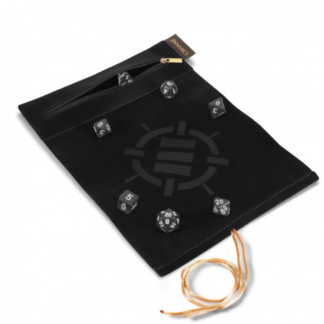 Tapis de dés noir ENHANCE avec 7 dés acryliques
