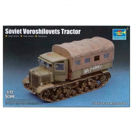 Maqueta del tractor soviético Voroshilovets escala 1/72 de Trumpeter