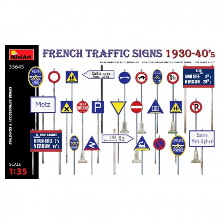 Maqueta de señales de tráfico francesas 1930-40 MiniArt