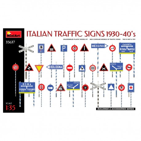 Maqueta señales tráfico italianas 1930-40 MiniArt