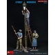 Figures de travailleurs et lampadaire MiniArt à l'échelle 1:35