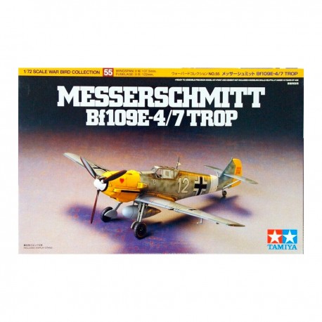 Kit de modelo em escala 1/72 Bf109e-4/7 Trop Tamiya
