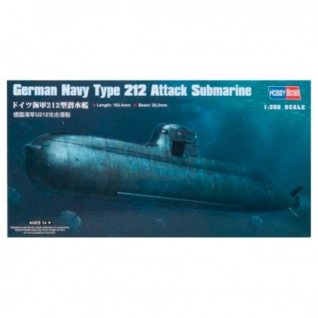 Modelo de submarino alemán Type 212 a escala 1/350