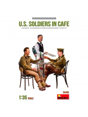 Kit de modelismo MiniArt com soldados dos EUA no café